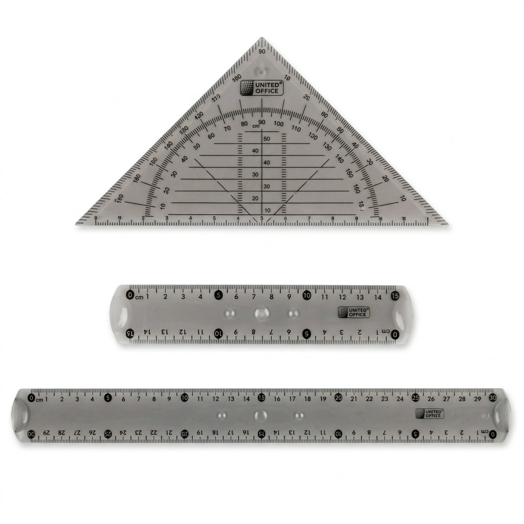 United Office Flexible Geometry Set Ruler 3-Piece Grey